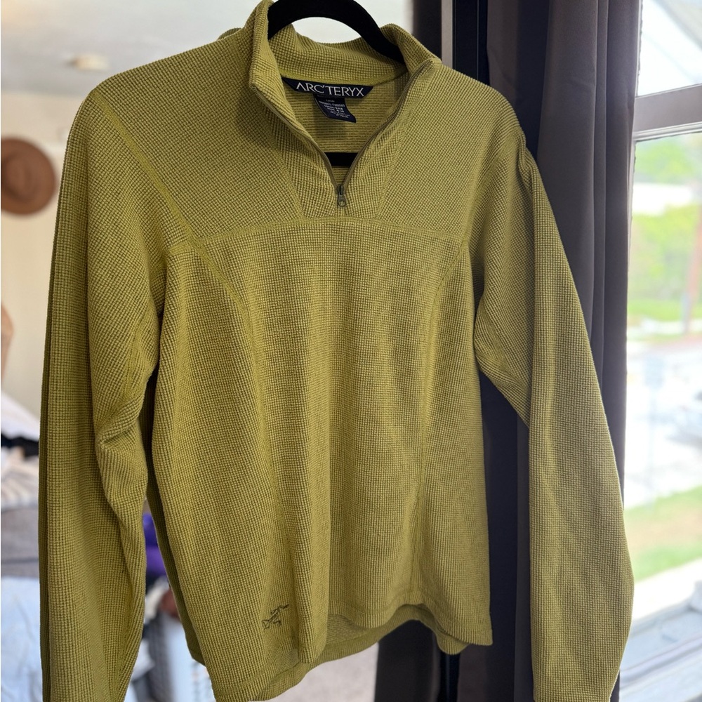 Vintage Arcteryx Pullover 1/4 Zip Top Green Waffle Polartec Fleece Women's M